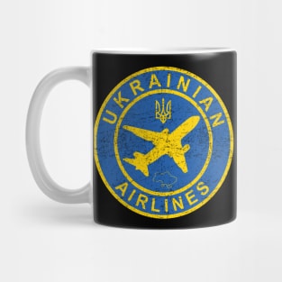 Ukrainian Airlines, Ukraine Air Lines / Aviation. Retro, Vintage. Distressed Mug